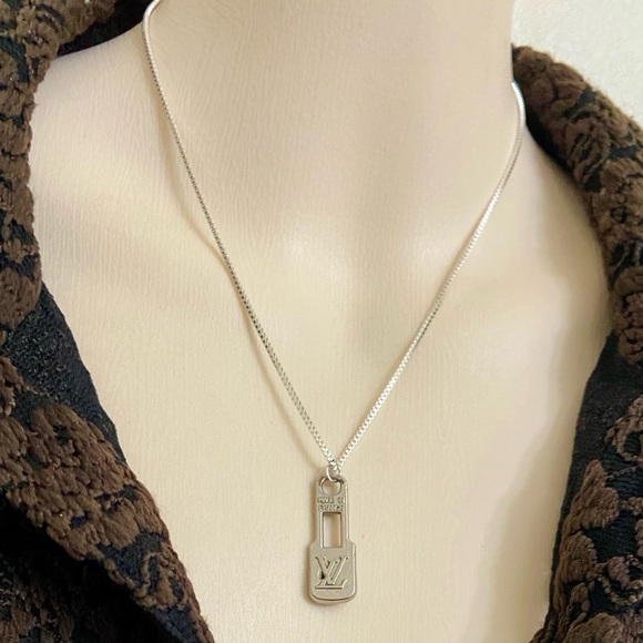 Vintage Louis Vuitton Silver Plated Charm with 18-in Silver 925 Chain - Picture 4 of 8